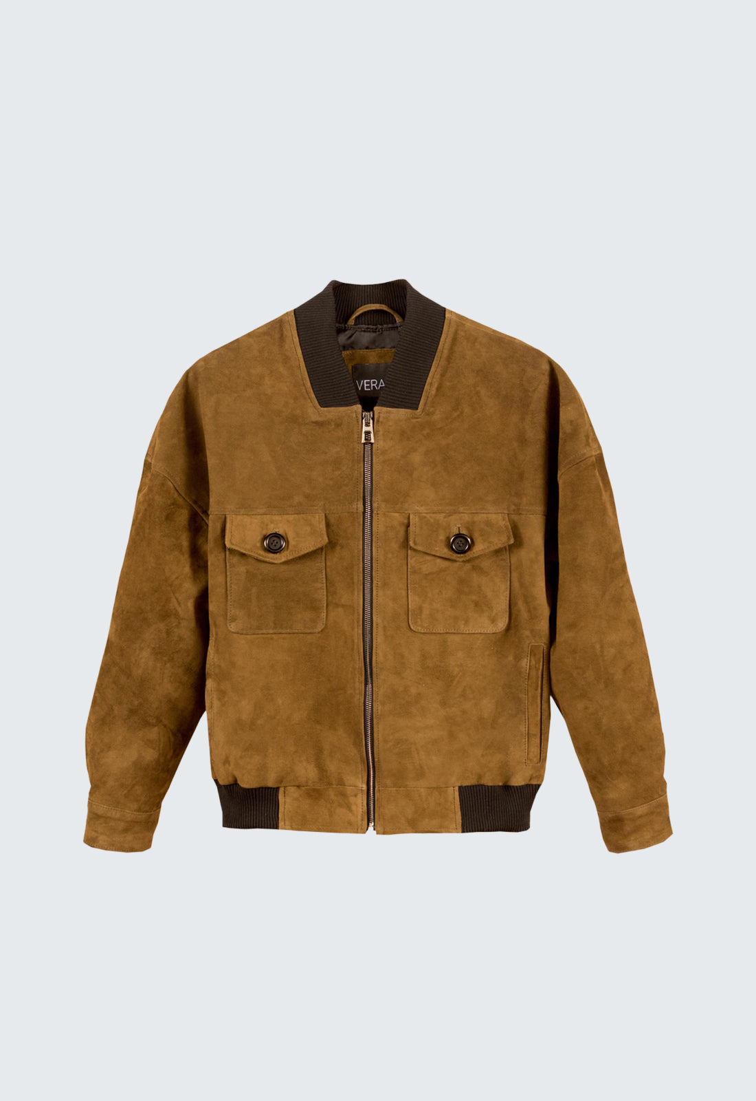 Chaqueta gamuza marrón para hombre, estilo contemporáneo y moda sostenible premium